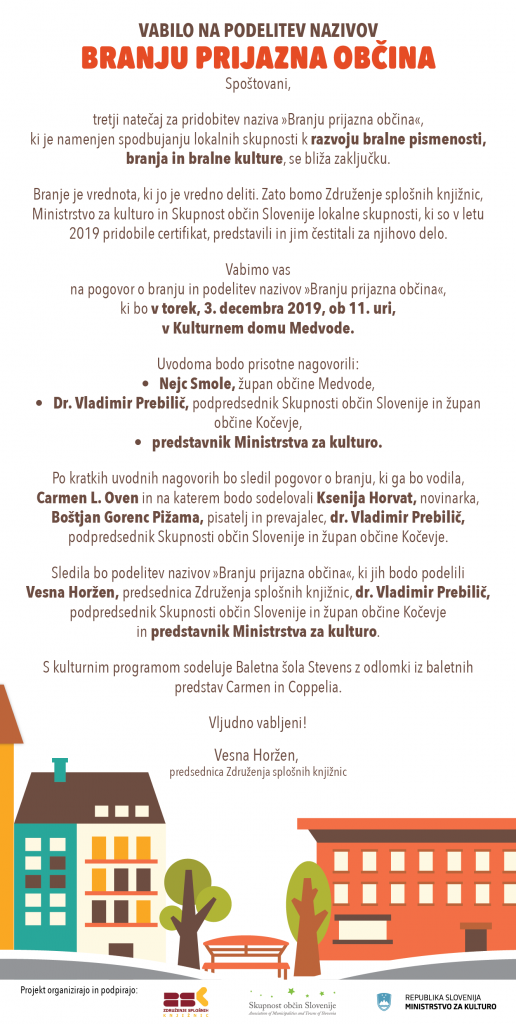 Branju prijazna občina 2019 - Vabilo