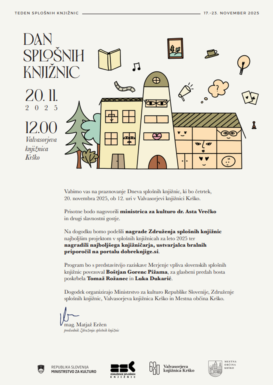 Dan splošnih knjižnic, 20. 11. 2025, 12.00 Valvasorjeva knjižnica Krško